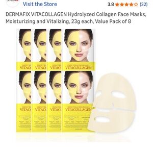 NEW DERMAFIX Vitacollagen Hydrolyzed Collagen Face Masks – 8 Pack
